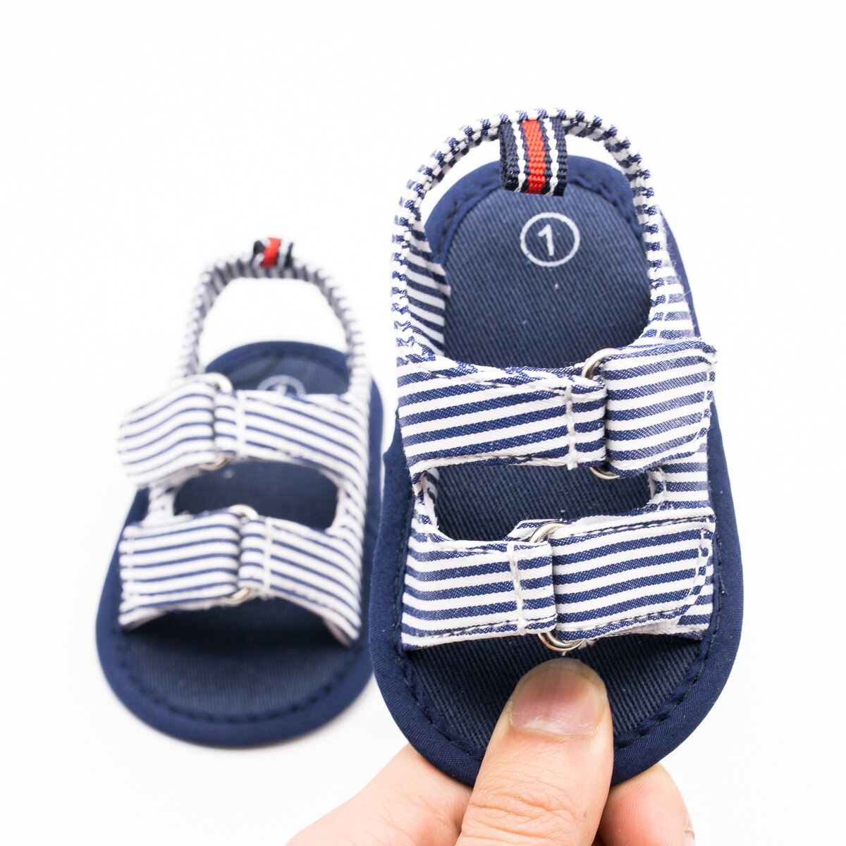 Kleinkind neugeboren Kind Baby Jungen Sommer Sandalen Geschlossen Kappe Streifen Kühlen Leinwand Weiche Sohle Kleinkind Erste Wanderer Schuhe Prewalker 3-12M