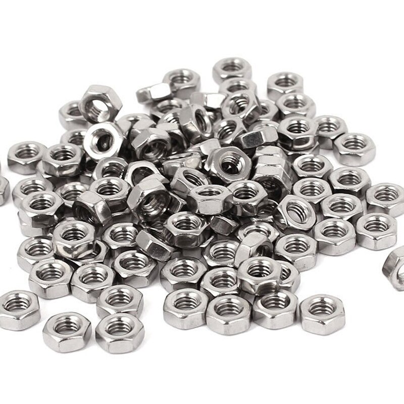 Metric M4 Hex Nut 304 Stainless Steel Fastener DIN 934 100pcs for Bolt