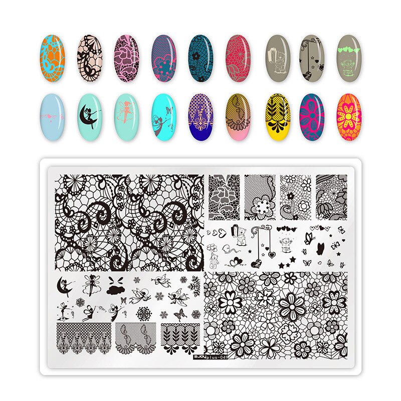 ANGNYA Square Dandelion Nail Stamping Plates Animal Patterns Stainless Steel Nail Art Stencil Tools Stamp Plate 9.5*14.5