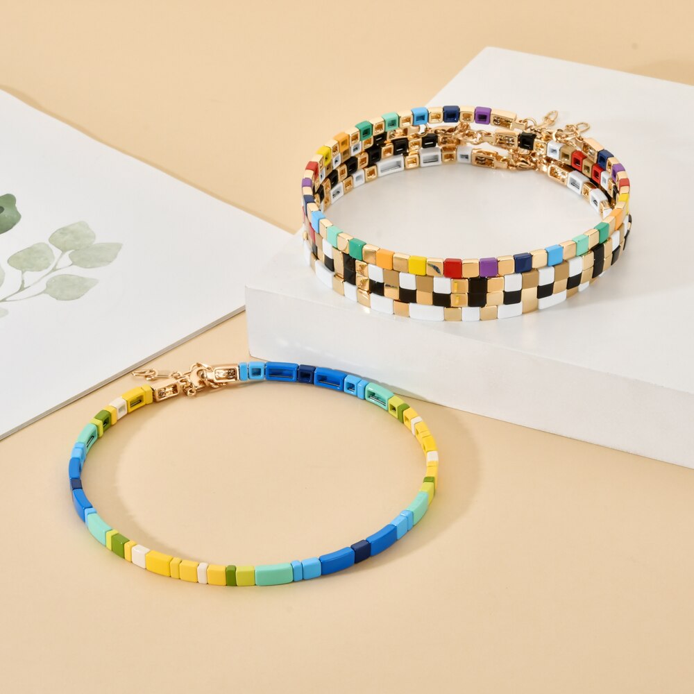 Collier ras du cou court pour femmes, perles colorées arc-en-ciel, pour la plage, bricolage, bijoux pour filles, de fête,