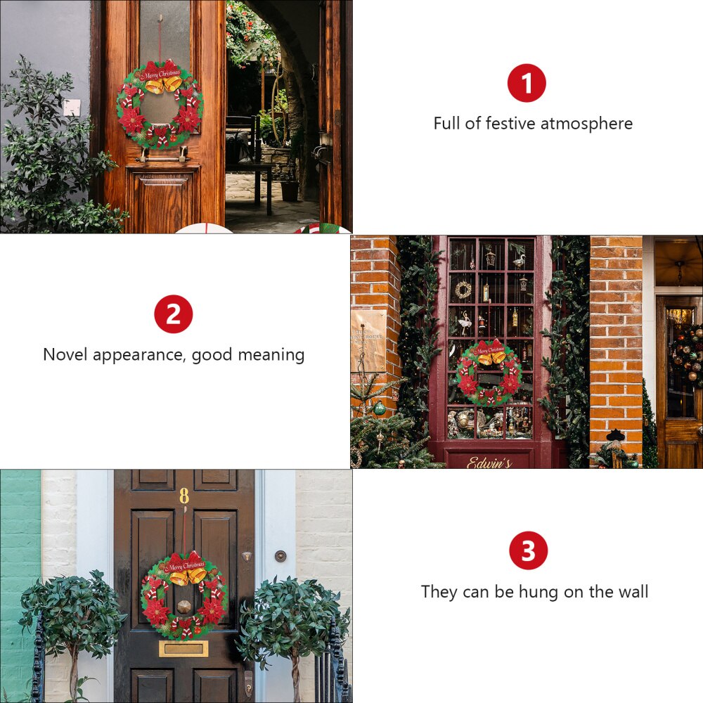 2Pcs Paper Wreath Decorative Wreath Christmas Hanging Wreath Paper Door Wreath Christmas Door Wreath for Window Wall