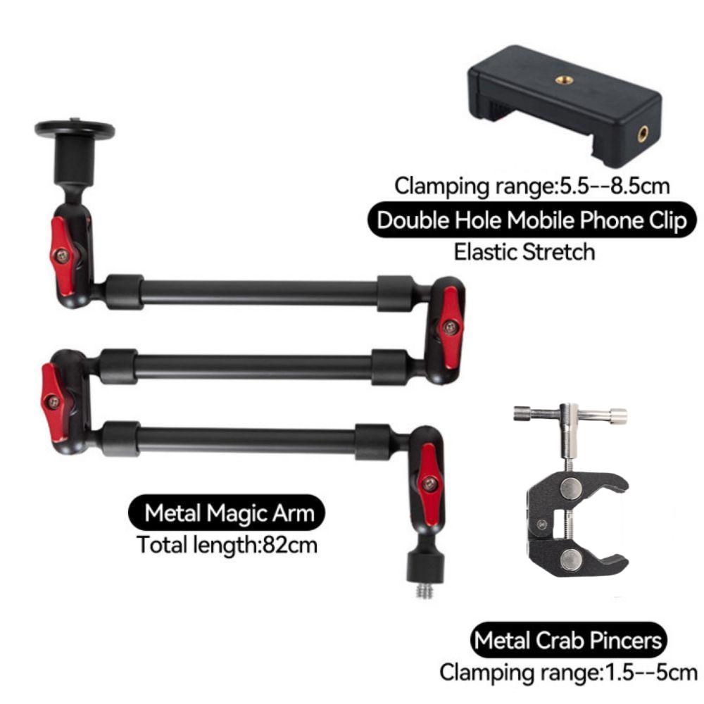 Camera Magic Arm Met Super Clip Beugel Voor Smartphone Camcorder Actie Camera Klem Mount Tablet Webcam Studio Kits Set: GRIJS