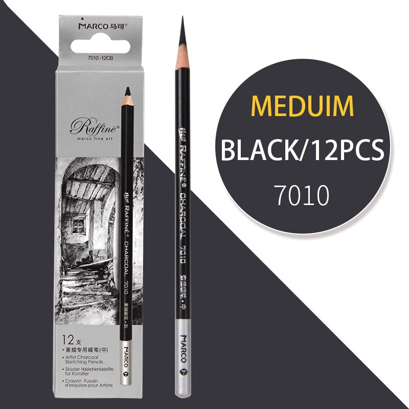 MARCO sketch charcoal art students special soft and medium hard charcoal pencil sketch beginner painting pencil set: 7010 medium