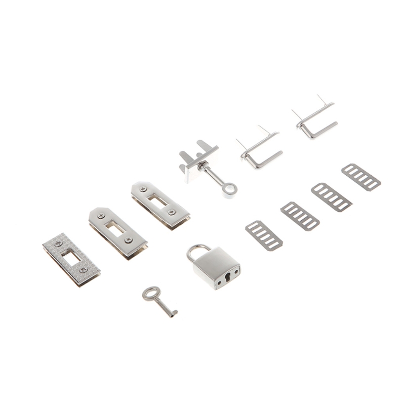 7pcs Clasp Lock Lockbutton Metal Hardware For DIY Handbag Shoulder Bag Purse: Silver