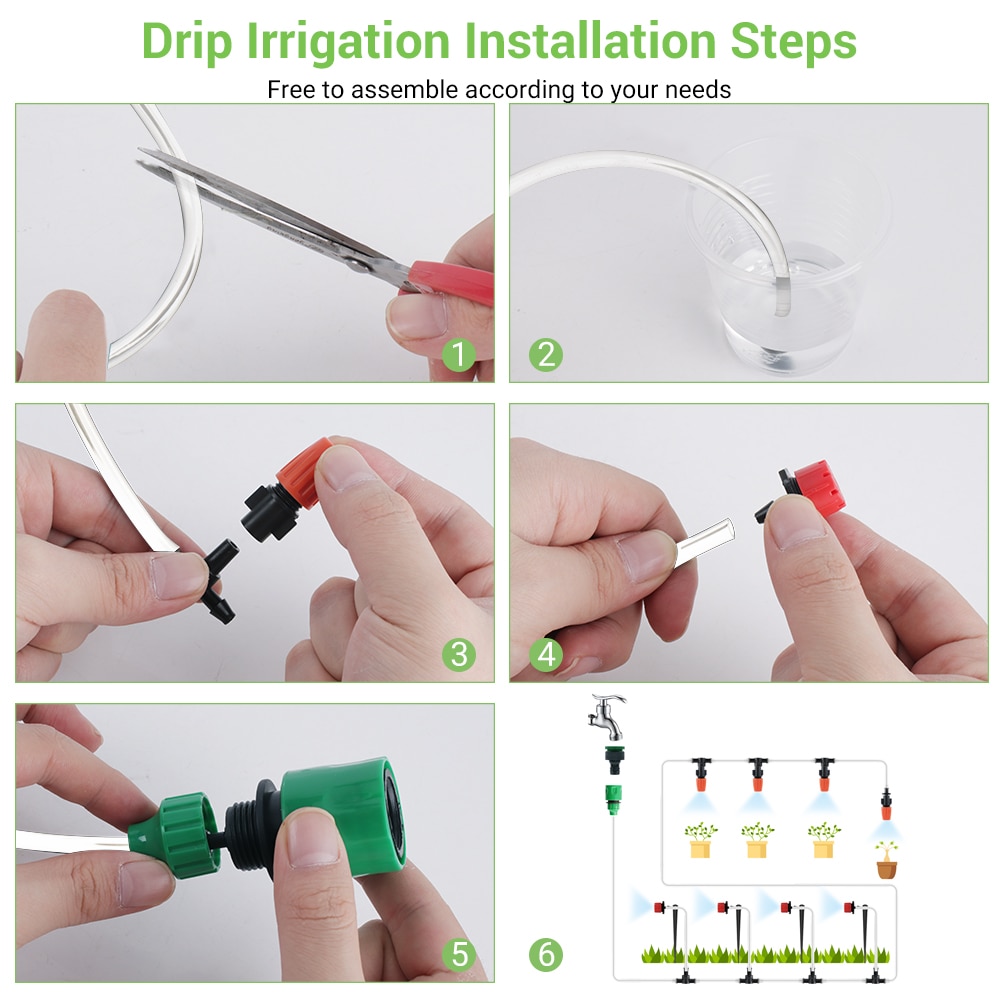 15M DIY Sprinkler Drip Irrigation System 164PCS Automatic Watering Kits with Adjustable Dripper for Orchard and Home Garden