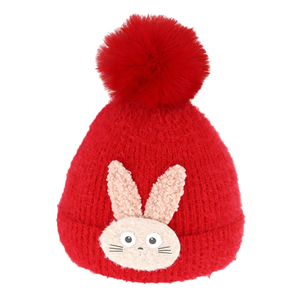 Kids Toddler Baby Winter Ear Flap Beanie Boy Girl Pompom Knit Crochet Hat Cap pink Keep warm cute Cap sombrero de recien nacido: Red