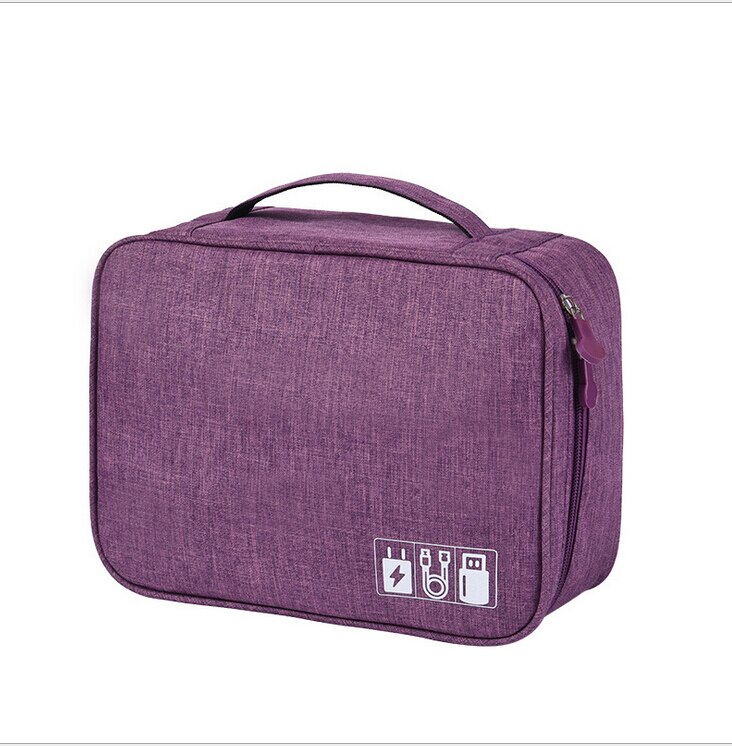 Accessoires électroniques organisateur voyage rangement sac à main câble USB étui de rangement étanche: VIOLET