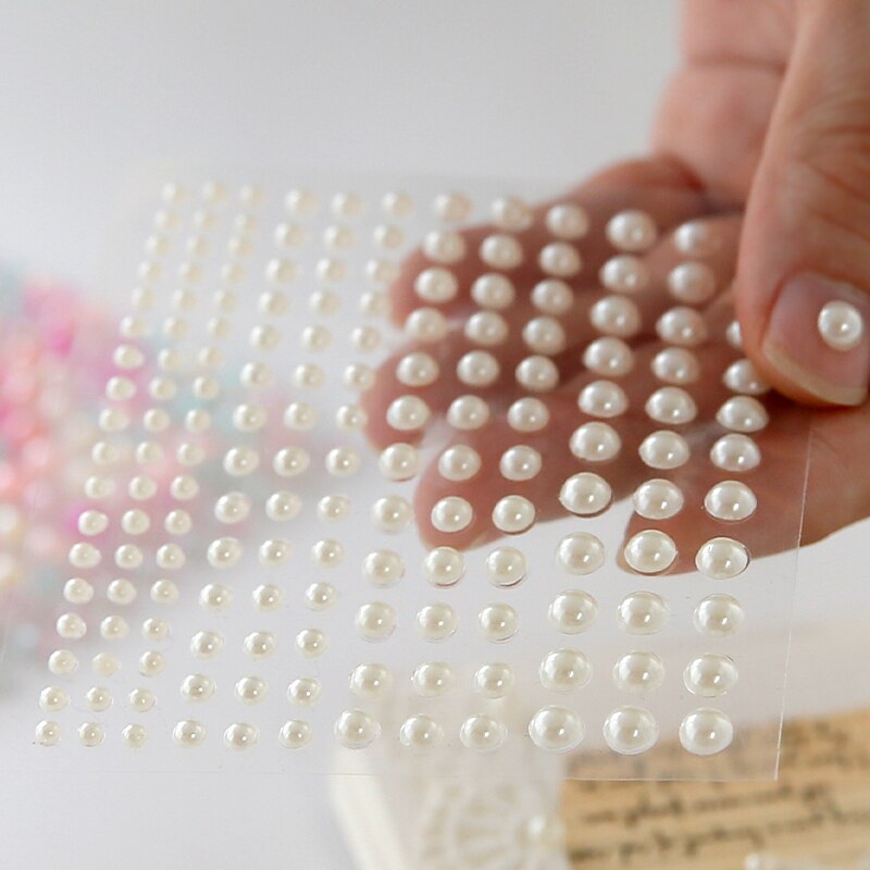 Mohamm 1 Vel Plastic Halfronde Parel Decoratie Stickers Voor Diy Ambachten Scrapbook Gezicht Makeup Nail Art Mobiele telefoon