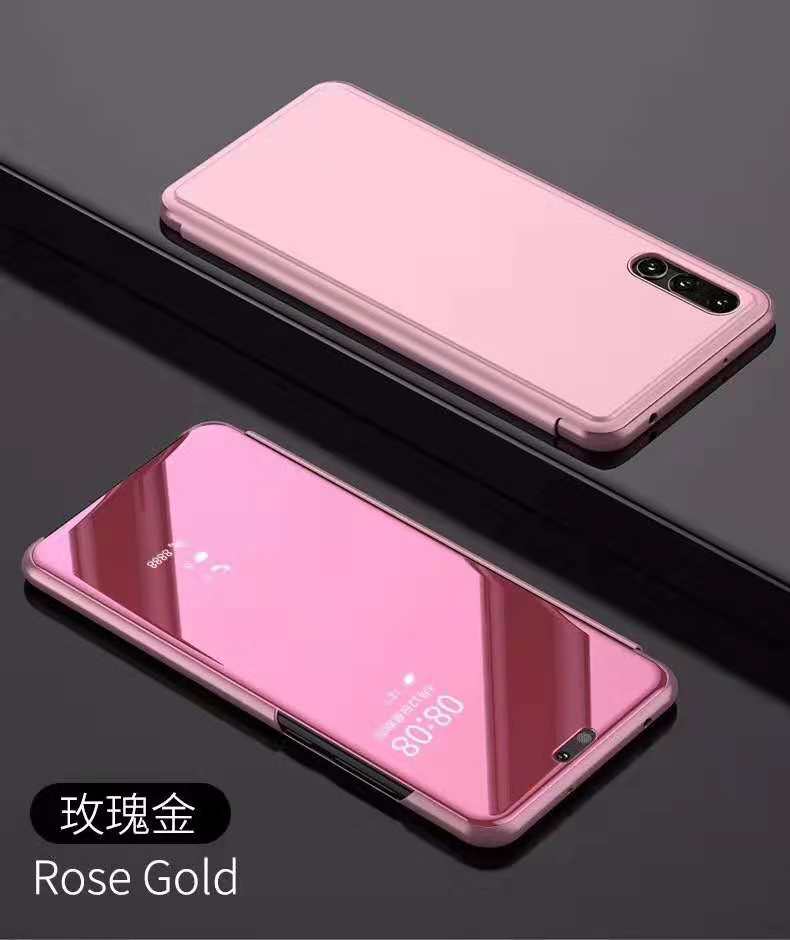 Flip Leather telefon Cover For Huawei p20 p20pro p20lite Smart Mirror Mobile phone Case phone holder stand accessory bag: For Huawei p20 Lite / rose gold