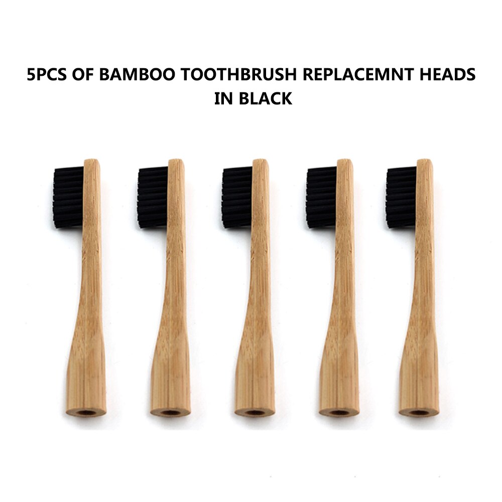 Bamboo Toothbrush with Plug-in Replacement Brush Heads Change Head ToothBush Teeth Care Cleaning Brushes for Travel Living Bath: Black Head