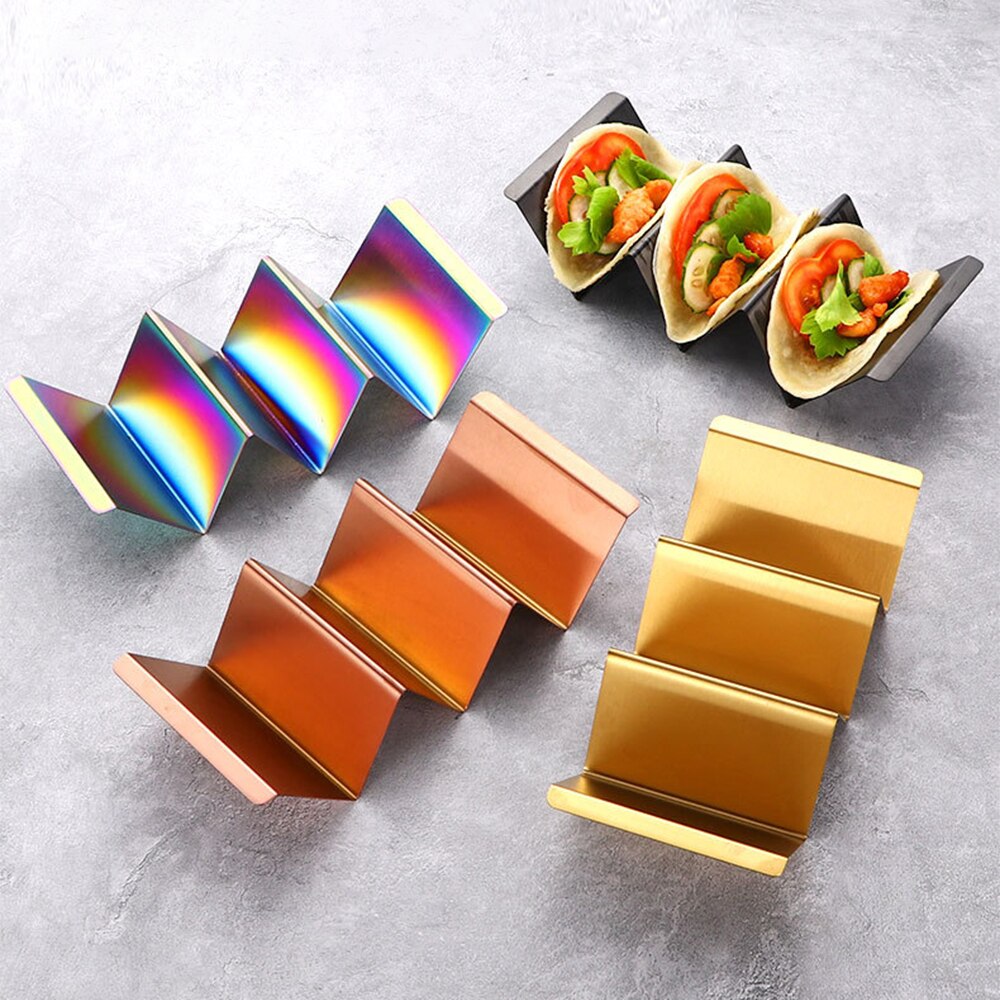 3 Holds Taco Holder Stainless Steel Taco Rack Shel... – Grandado