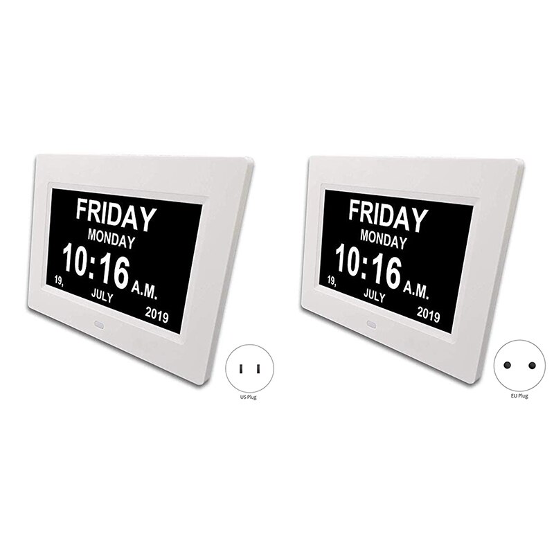 Reloj Digital de día con calendario, pantalla grande de dígitos claros, Despertador con marco de fotos Digital HD, 7 pulgadas
