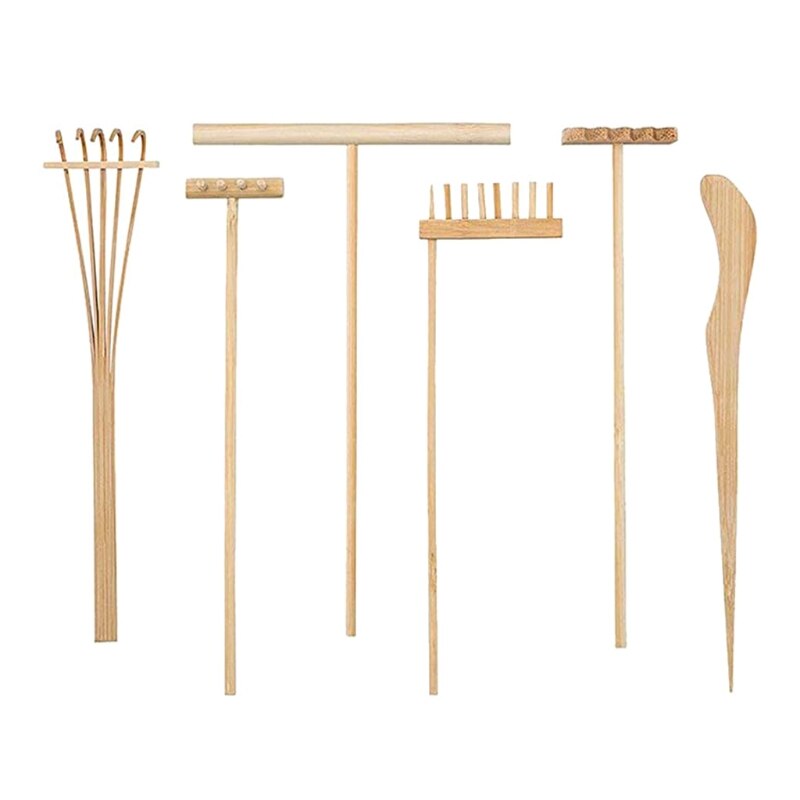 6/9Stck Mini Zen Garten Bambus Rechen Mini Rechen einstellen DIY Kunst Handwerk für freundlicher Aktivität Zentrum Gemeinschaft beliebte Graffiti Bausatz
