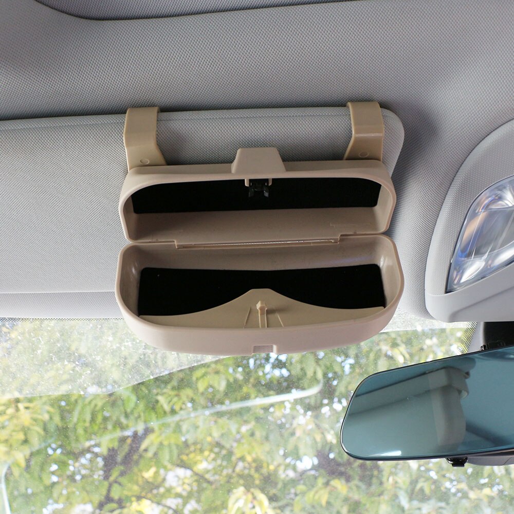 KIQI Car Sunglasses Case Eyeglasses Glasses Holder Box for Cadillac CTS XTS SRX ATS CT6 ESCALADE XT4 XT5 XT6 Escala Elmiraj ELR: Upgrade Beige