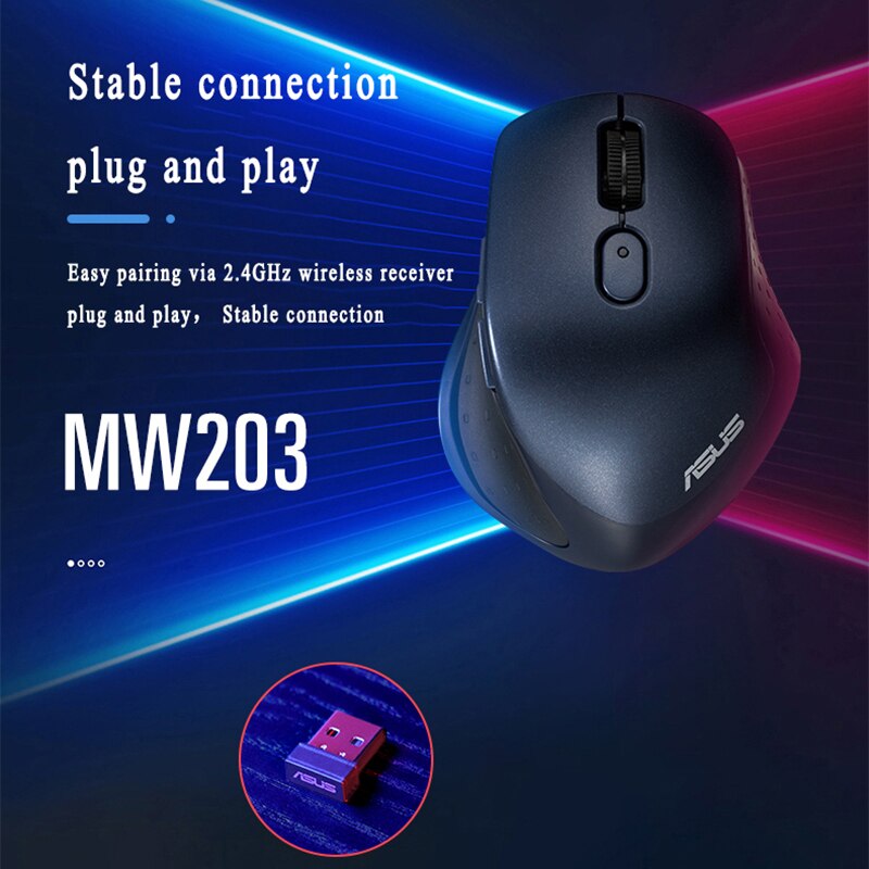 ASUS MW203 2.4Ghz USB Wireless BT 3.0/5.0 2400DPI Optical Mini Portable Mouse For PC Laptop
