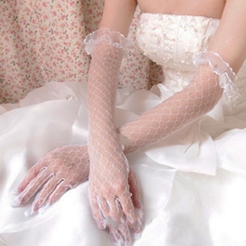 Bride gloves With Finger lace gloves Guantes Novia Wedding accessoire mariage long gloves women