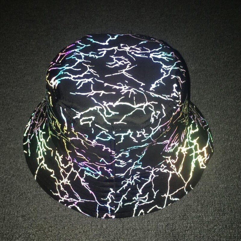 Colorful reflective fisherman's hat men bucket hat night reflect light women punk rock hip hop sun hats SL-07