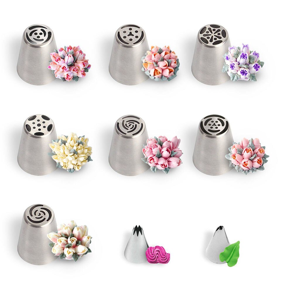 24Pcs Russian Piping Tips Set Cake Decorating Supplies Kit Icing Nozzles Reusable Silicone Piping Pastry Bags