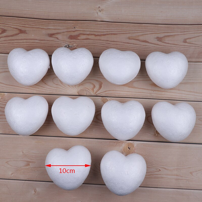 10Pcs Polystyrene Styrofoam Foam Heart-shaped Craft For Christmas Decoration: 10cm