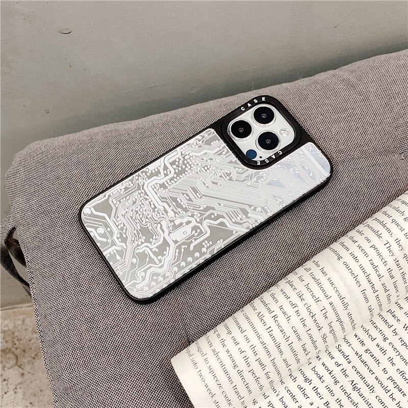 Funda de lujo con placa de circuito para iPhone, carcasa de teléfono con personalidad para iPhone 6, 7, 8, 6S Plus, 13, 12, 11 Pro, X, XS, Max, XR, Mini funda con espejo