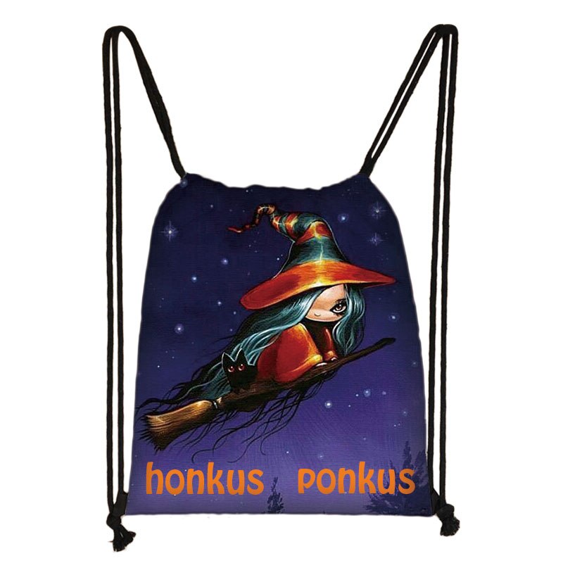 Honkus ponkus heks eend trekkoordtas halloween dames opbergzakken hocus pocus rugzak meisjes snoepboek tas: Skdhonkus 06
