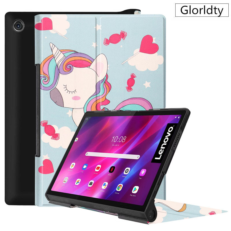 Geschilderd Funda Voor Lenovo Yoga Tab 11 Case YT-J706F Pu Lederen Flip Etui Voor Lenovo Yoga Tab 11 Yt j706F Tablet Coque + Pen: xiao cai ma