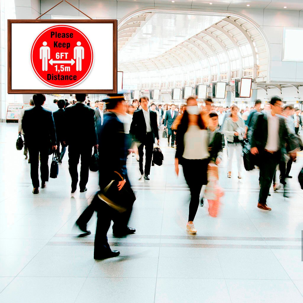 Ground Sign Isolated Label 30cm Please Keep Wait Here Stand Here Keep 6ft In Between Distance Marker Floor Wall Stickers