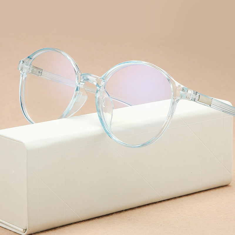 Vintage ronde bril dames merk brilmontuur klassiek blauw licht computer plastic heldere lens bril transparant