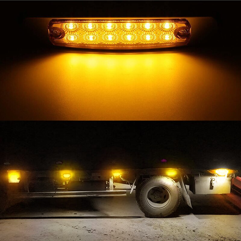 10 pcs Car truck LED yellow side Marker lights Car External Lights Warning Tail Light For Freightliner For Peterbilt 12V 24V