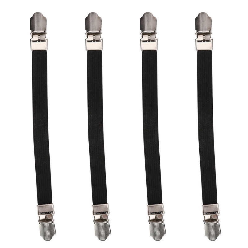 4pcs Elastic Bed Sheet Grippers Double Head Clips Gripper Holder Suspender Bed Sheet Fasteners Home Textiles Organize Gadget: black