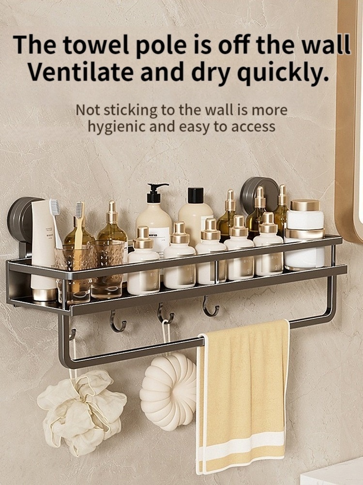 Toilet storage rack, bathroom washbasin, toilet, shower room, kitchen, wall mounted non perforated towel rack