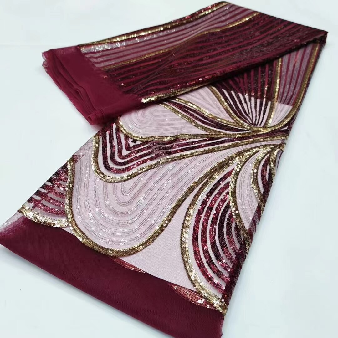 Classic African French Tulle Lace with Sequins For Wedding Dress NN338_L: Classic Color4