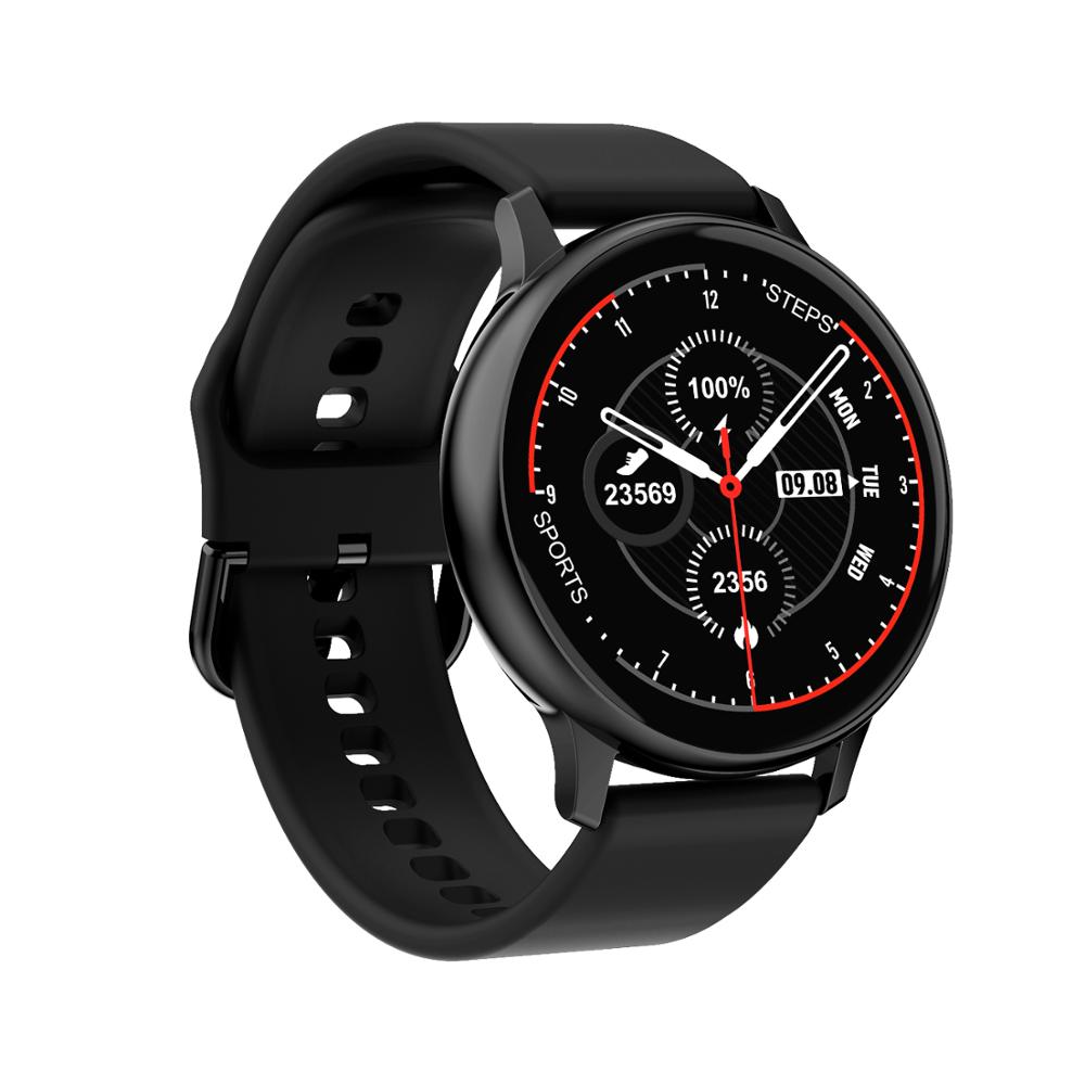 Smart klocka män kvinnor pekskärm intelligent fitnessklocka pulsmätare bluetooth steps tracker sportklocka: Svart silikon