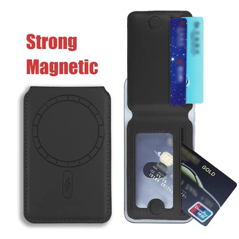 Portefeuille en cuir magnétique Magsafe, porte-carte de téléphone portable pour IPhone 16 15 14 13 12 Pro Max Plus, étui à aimant puissant pour carte bancaire de téléphone