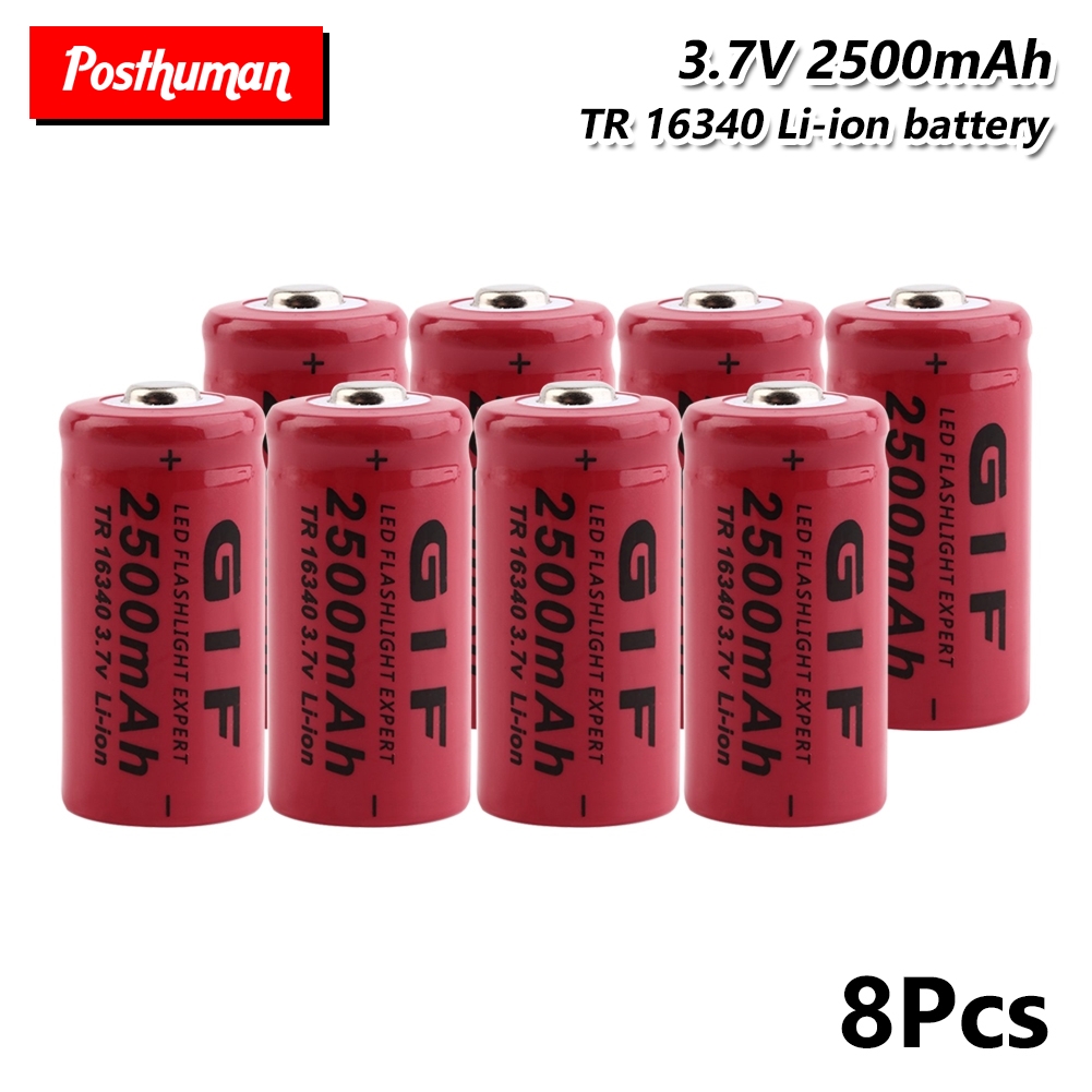16340 li-ion Lipo battery 2500mah 3.7v cell For Torch Electric Car Toy Torch LED Flashlight Rechargeable GIF 16340 Battery