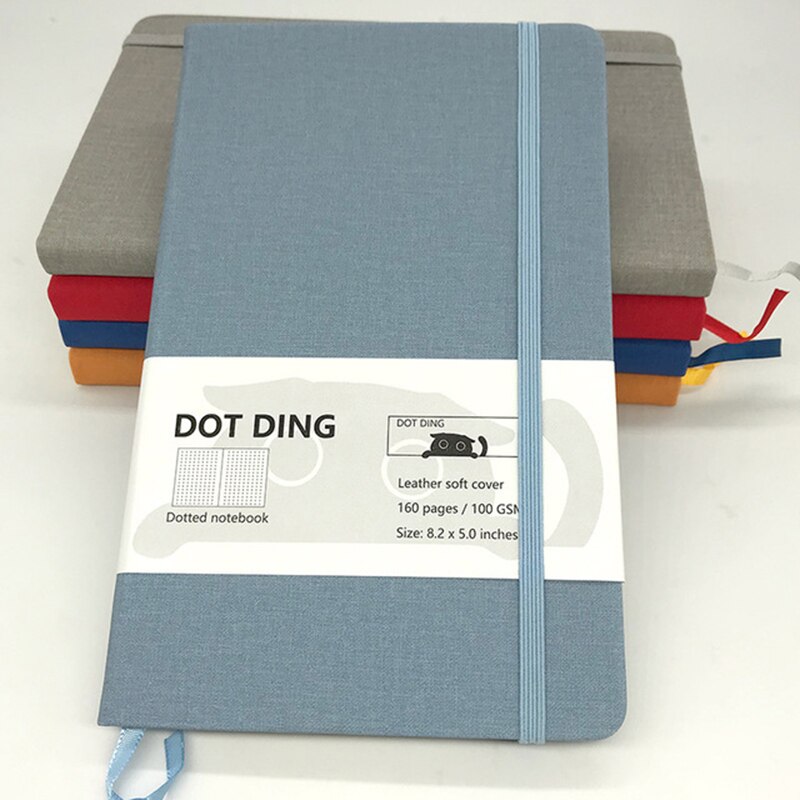 A5 Dotted Notebook 100 GSM A5 Journal Cloth hard cover, 160 pages, ivory white paper Hand-made planner Agenda: Denim Blue