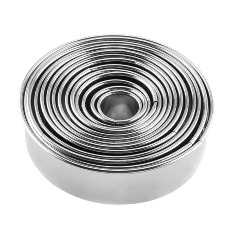 14pcs Stainless Steel Round Dumplings Maker Wrappers Molds Set Cutter Tools Round Cake Cookie Pastry Wrapper Dough Cutting Tools