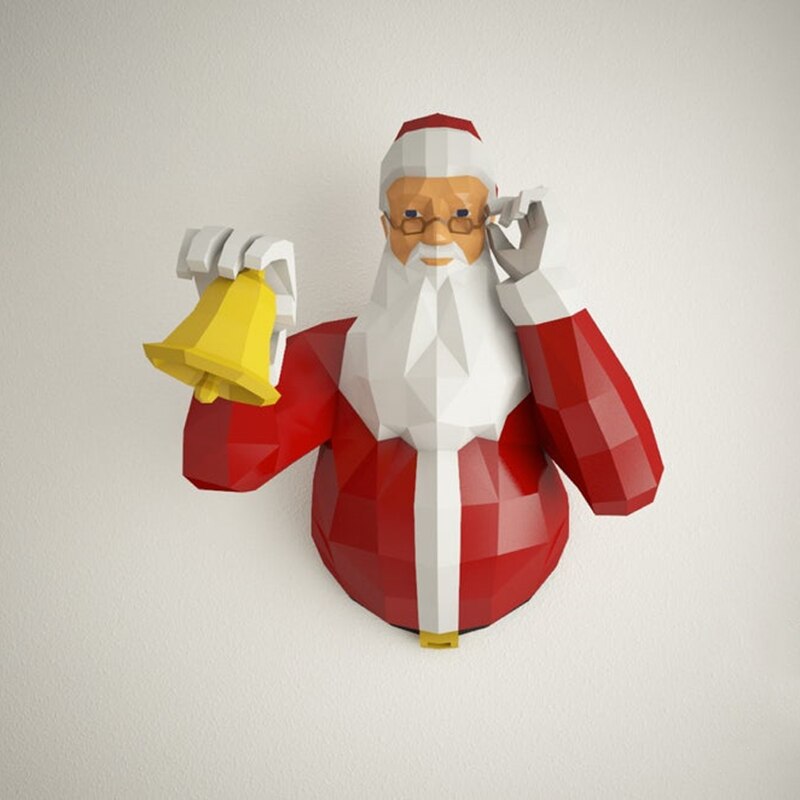 Papercraft – Sculpture 3D en papier du père noël, Sculpture en Poly bas, décoration murale de noël, jouets, , accessoires d&#39;art, DIY bricolage