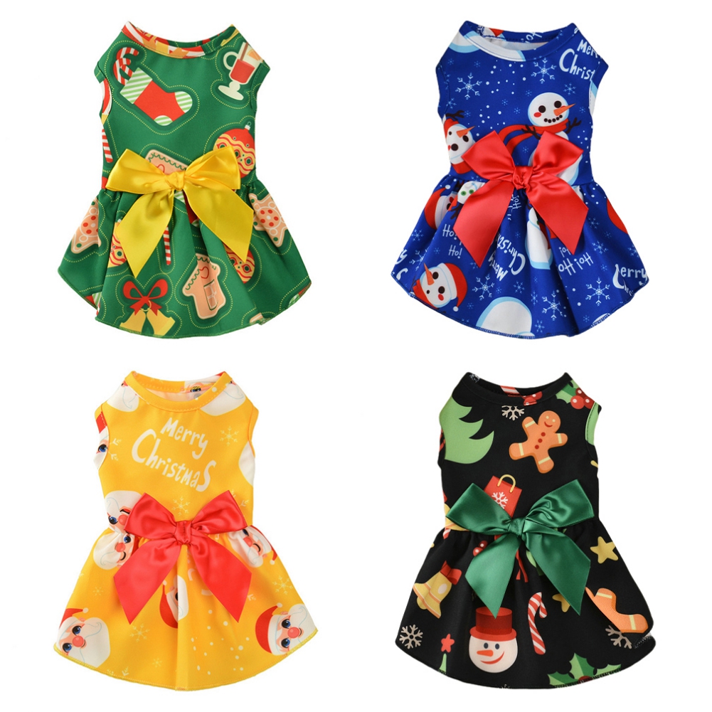 Vestido de Navidad para perros y mascotas, faldas con lazo, para Festival de cachorros, pequeñas, medianas y grandes