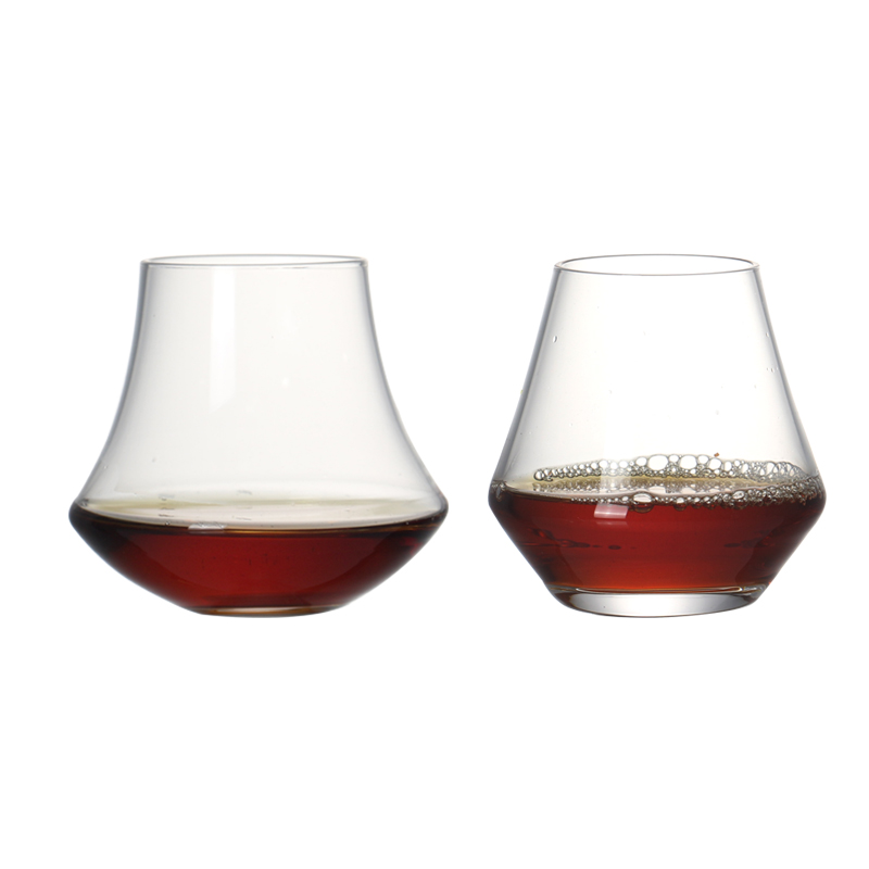 Set of 2 lead free crystal glass spirits handmade blown craft whiskey glasses for drinking tumbler with bar family party