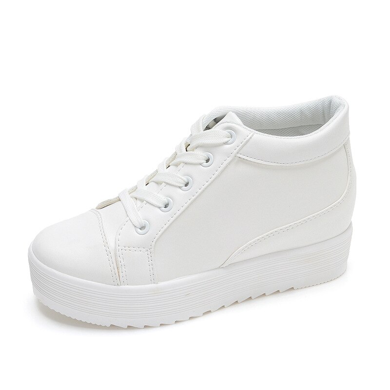 Tleni spring sports shoes increased female running shoes students wild thick white sports shoes women ZW-63: White / 6