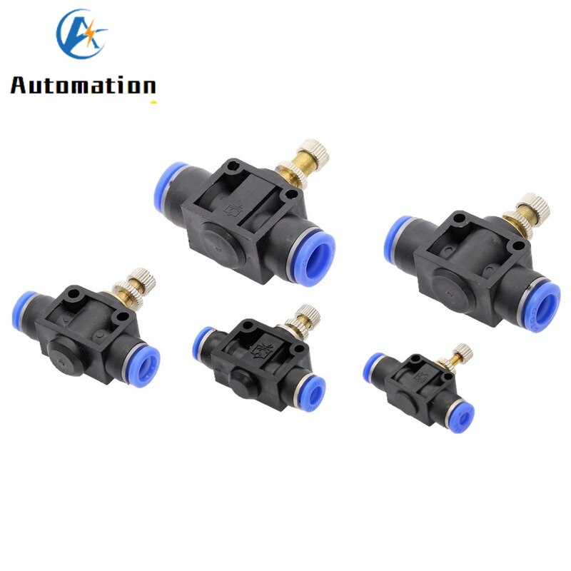 1Pcs Gasklep Sa 4Mm 6Mm 8Mm 10Mm 12Mm Tube Air Flow Speed Control kraan Valve Tube Waterslang Pneumatische Push In Fittings