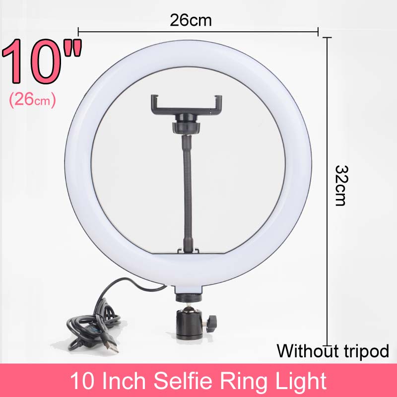 Fotografie Lamp Licht Ring Met Telefoon Houder Selfie Usb Plug Dimbare 6 8 10 12 14 Inch Beschikbaar In verschillende Maten: 10 Inch only light