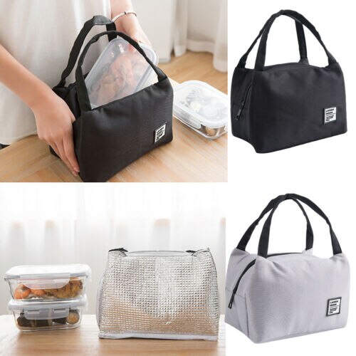 Draagbare Thermische Lunch Tas Canvas Effen Geïsoleerde Koelere Zakken Picknick Lunch Zakken