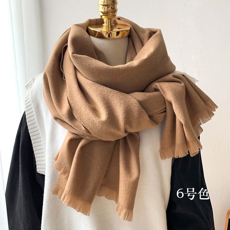 Bufanda de Cachemira Lisa cálida para invierno de 17 colores para mujer, chal Pashmina grande de 70x200cm, Bufanda, bufandas femeninas, Hijab: Negro