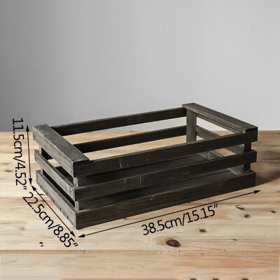 Nordic Rectangle Storage Box Wooden Crate Box Fruit Solid Wood Strip Handmade Crafts Home Decoration Organizer Sundry Craft: L