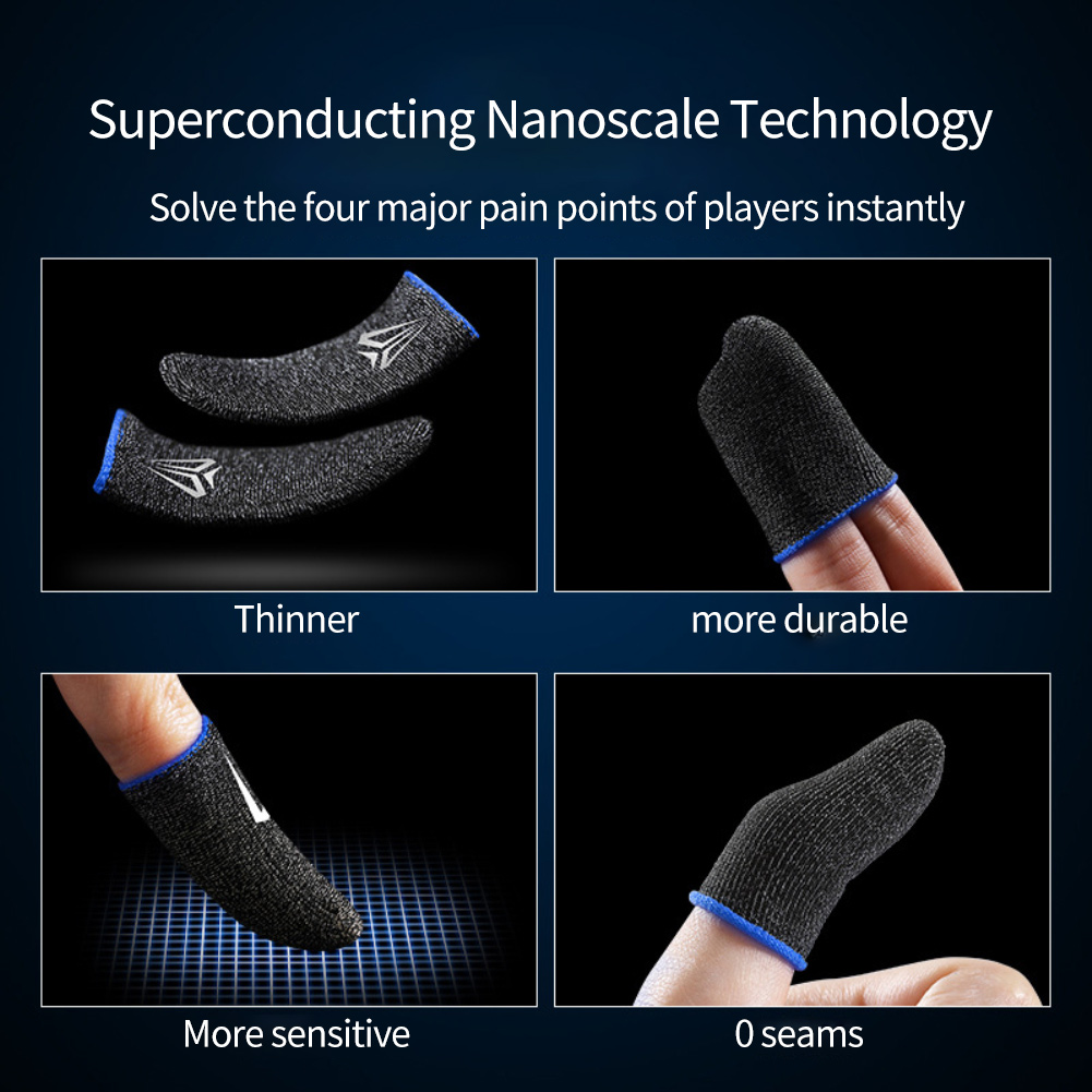 2Pcs Mobile Game Fingertip Gloves Sweatproof Anti-slip Touch Screen Finger Sleeve Breathable Gaming Fingertip Cover For Gamer