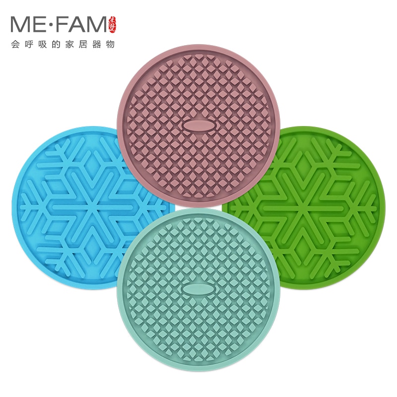 ME.FAM-tapis rond en Silicone flocons de neige en treillis, dessous de verre antidérapant isolant thermique, tapis de bol, décoration de bureau et cuisine