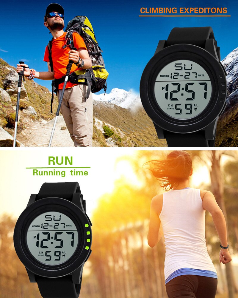 Men's Brand Waterproof LED Digital Electronic Watch Round Quartz Men's Watch Outdoor Sports Men's Electronic Watch#p30