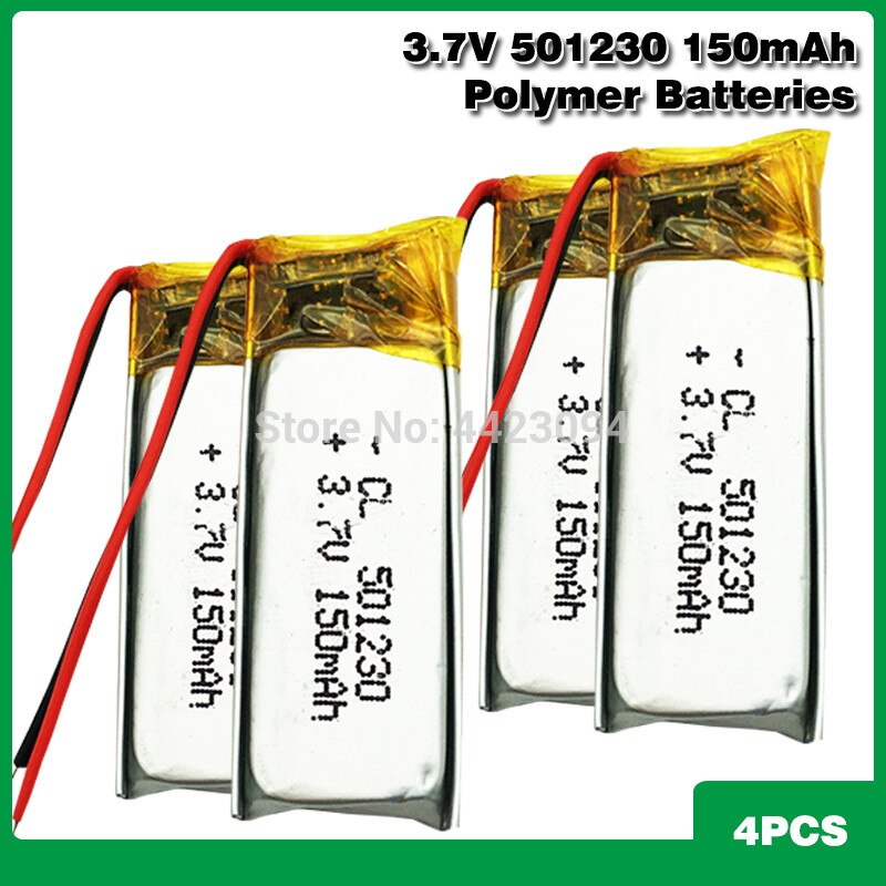 501230 3.7V 150 Mah Oplaadbare Lithium Polymeer Batterij Voor Bluetooth Headset Muis Armband Polshorloge 051230 Slimme Armband: 4PCS
